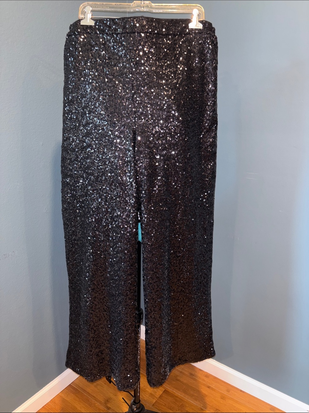 Banana Republic Black Sequin Wide-Leg Pants